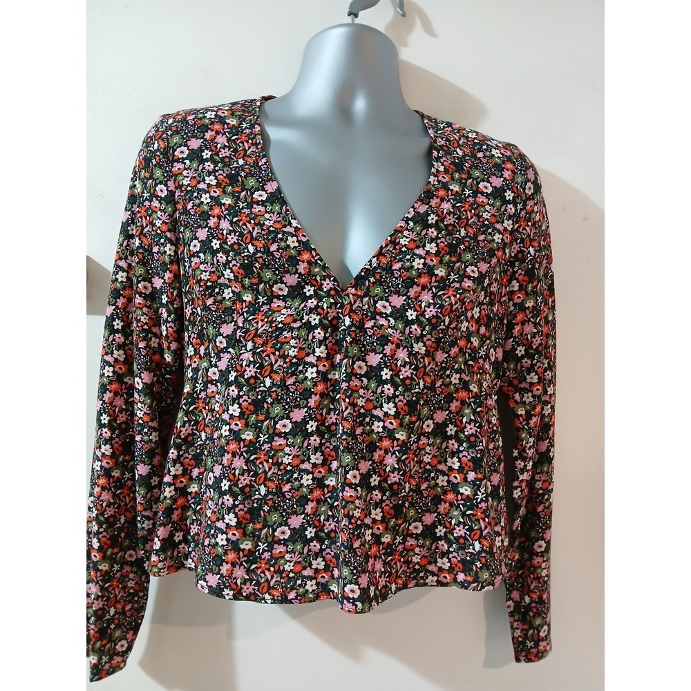 Boden Floral Print V Neck Long Sleeve Blouse Shirt Top Women's US 6 UK 10